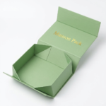 Custom green collapsible rigid box with magnetic closure