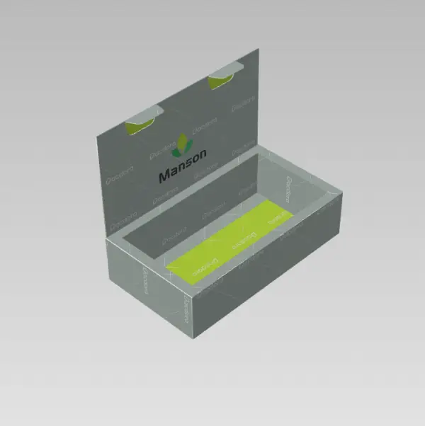 custom cookie box with logo open lid green interior