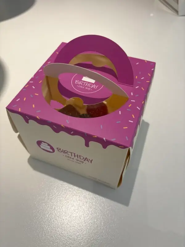 custom printed mini cake box with logo and handle