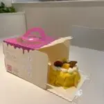 bento cake box open front with cake ready to slide in