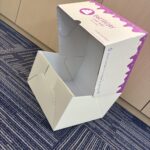 corrugated tall cake box open lid white interior