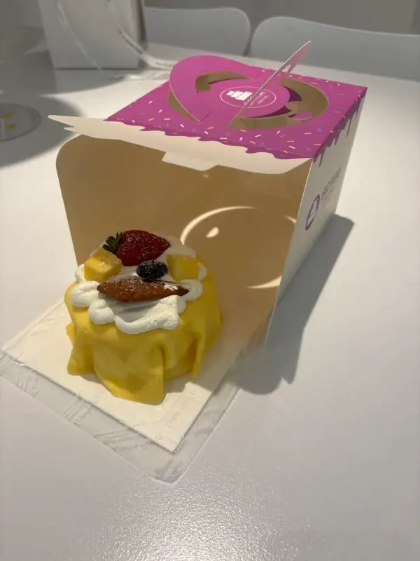 custom mini cake box front panel open side view